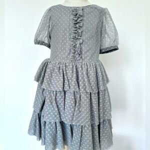 Janie and Jack Gray Swiss Dot Ruffle tulle Dress